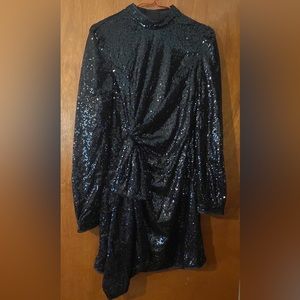 Long sleeve black sequin dress